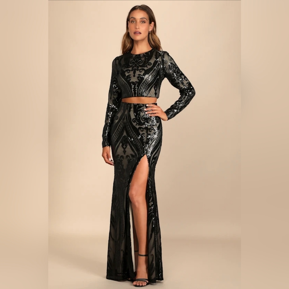 Lulu's Black Sequin Dress